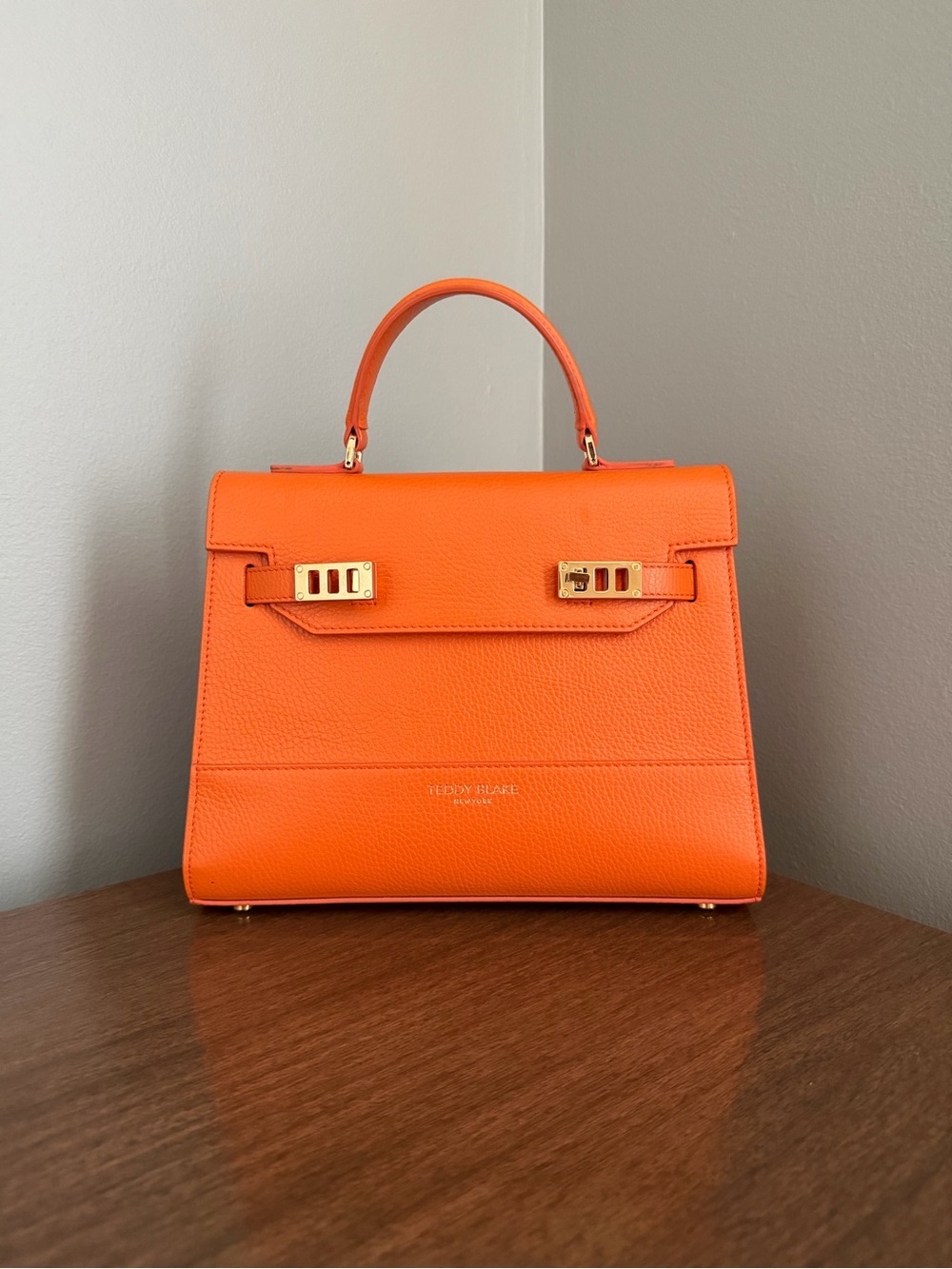 Orange Leather Top-Handle Bag